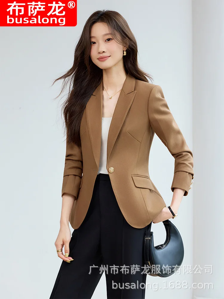 

2025New Stylish Fashion Suit Casual Women's Long Sleeve Professional Blazer Formal Women's Single Jacket Workwear8682