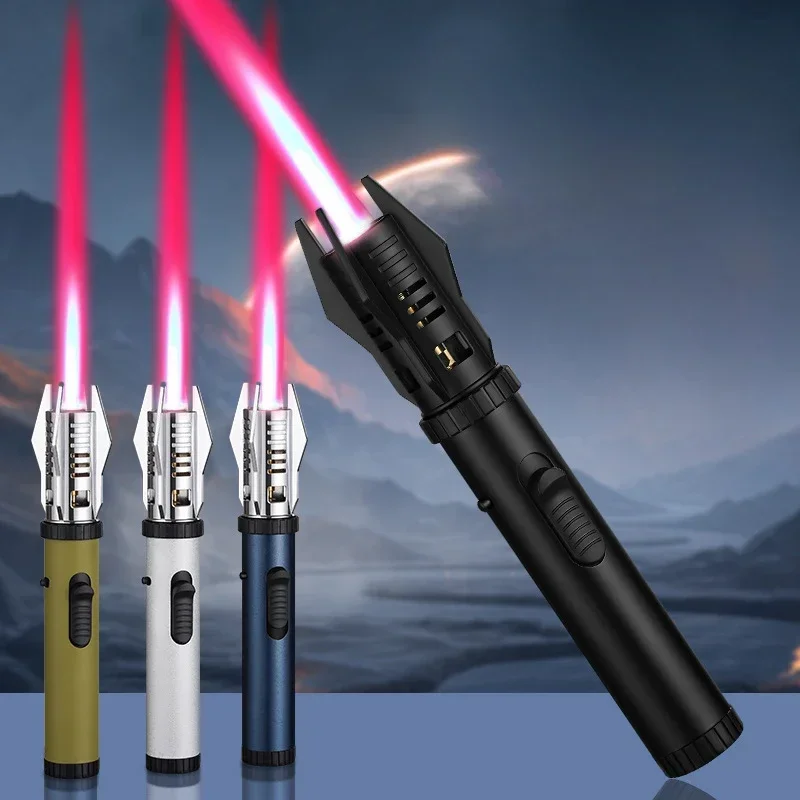 2024 Planet Lightsaber Butane Gas Lighter 360° Use Metal Outdoor Windproof Turbine Torch Jet Lighter Gun BBQ Welding Cigar Tool