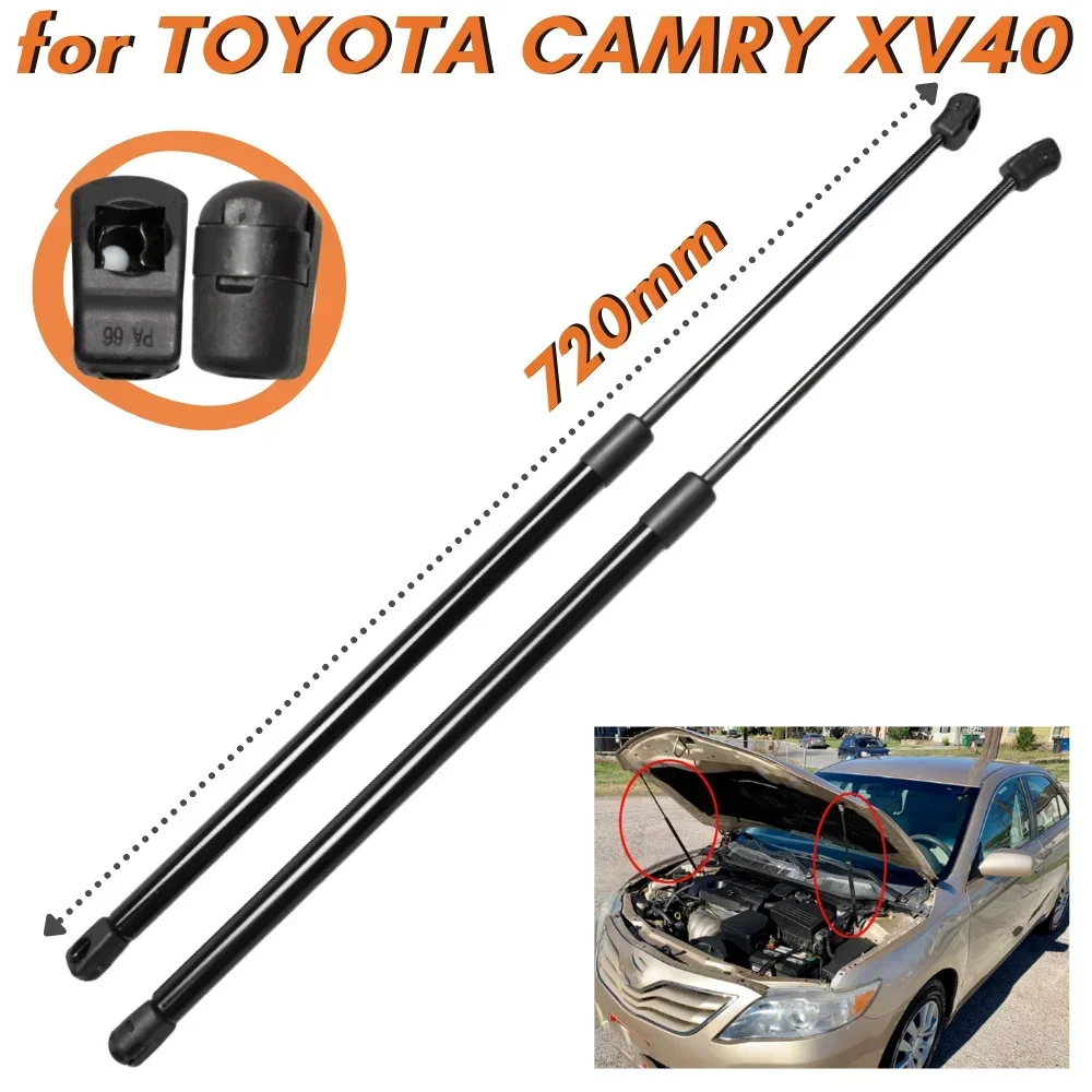 Qty(2) Front Bonnet Hood Gas Strut Damper Bar Arm 29024 for Toyota Camry XV40 2007-2011 Sedan 720MM Lift Support Shock Absorber