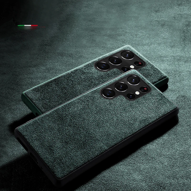 

Роскошный импортный замшевый чехол для телефона Samsung Galaxy S24 S25 Ultra S22 S23 S21 Plus Note20/10, деловой кожаный противоударный чехол