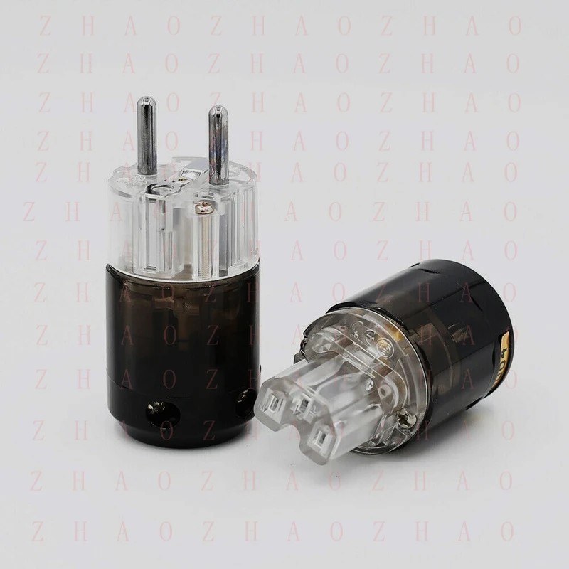 L+ Pair Gray Schuko Rhodium Plated Power Plug C13 Connector For HIFI Power Cable
