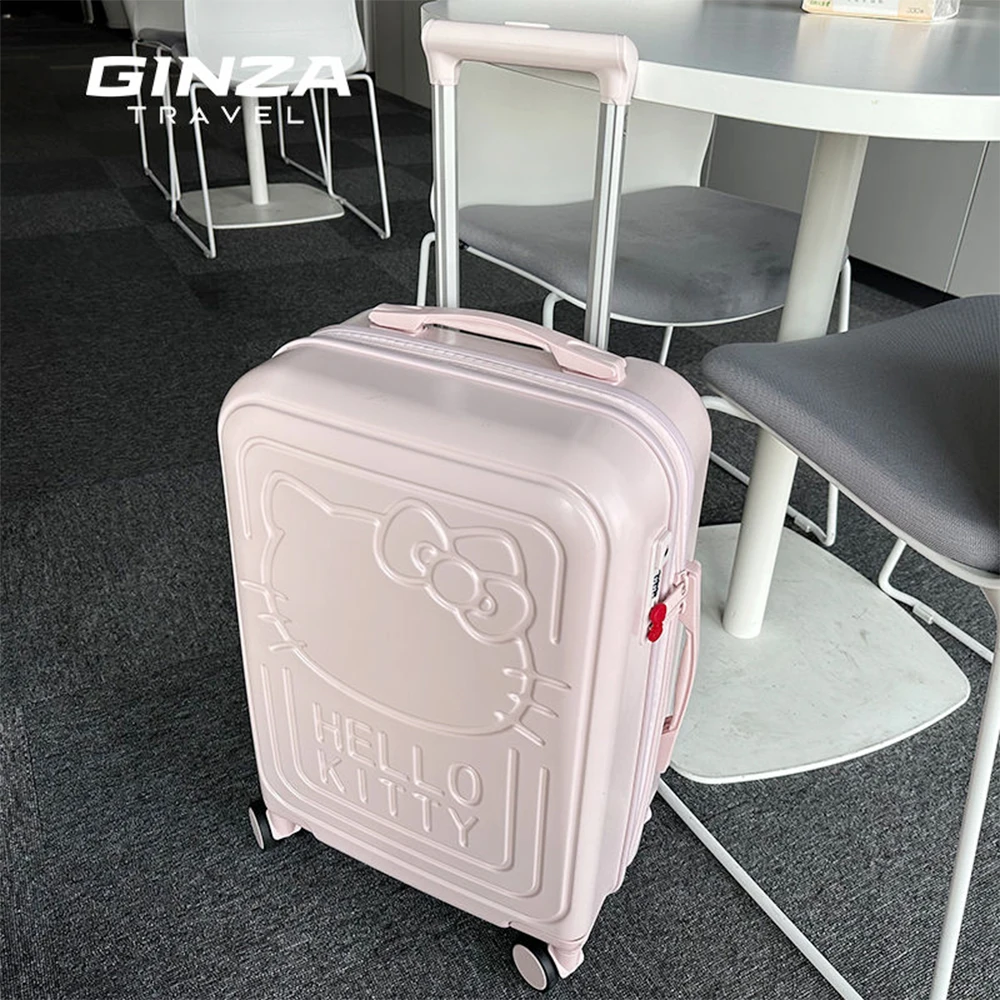 Kawaii Anime Hello Kitty 14-26 Inches Trolley Case Suitcase Sanrioed Mute Universal Wheel Student Travel High Capacity Storage