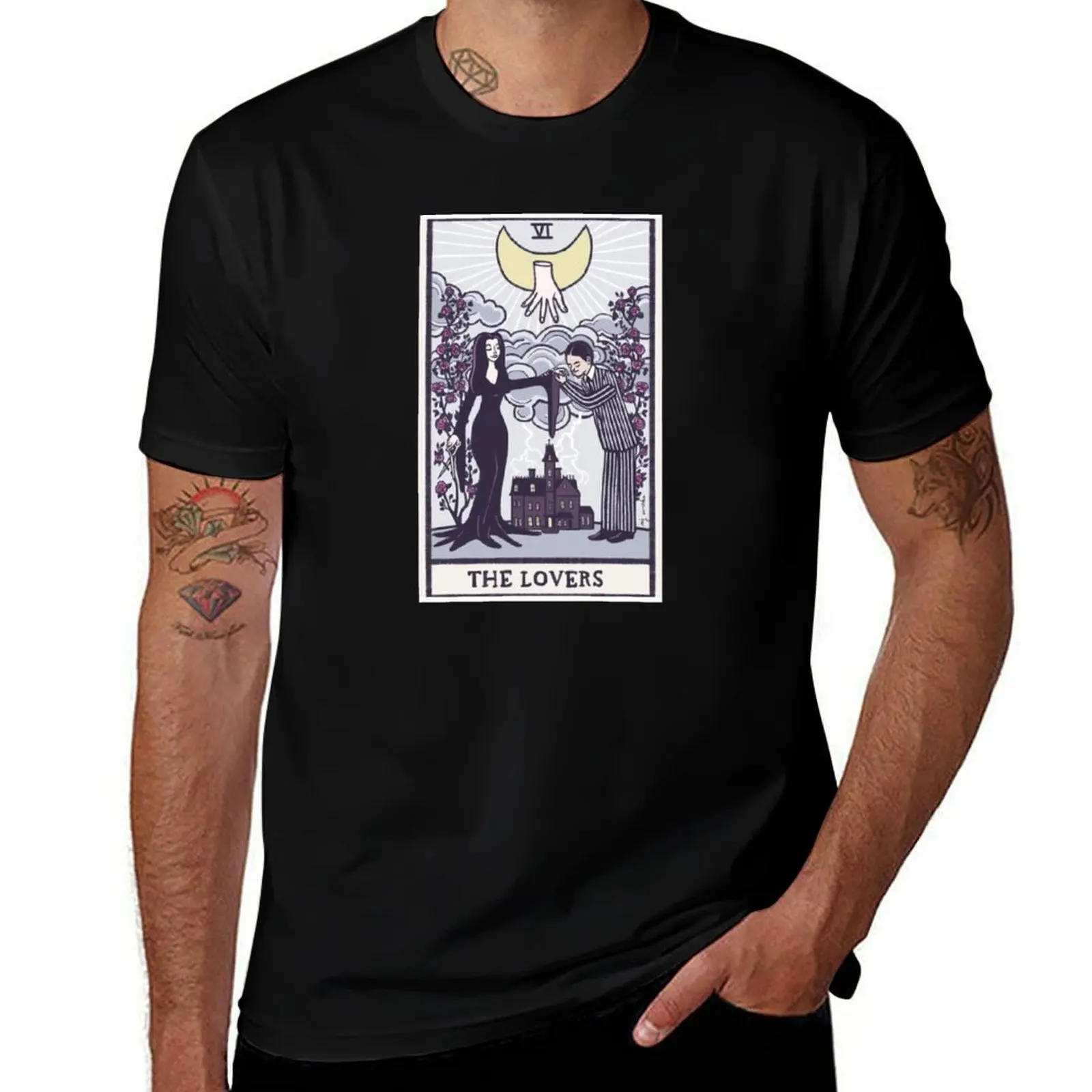 

The lovers - tarot - Addams family T-Shirt t shirt man plain t shirts for man slim fit men t shirt cotton 100% T-shirt