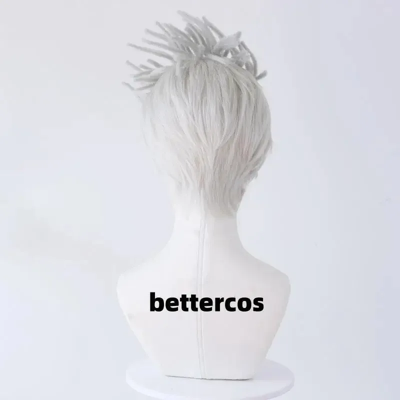zz04zz12New Ekko Arcane 2 Cosplay Short Silver Hair Dreadlock Game Anime Wigs + Wig Cap