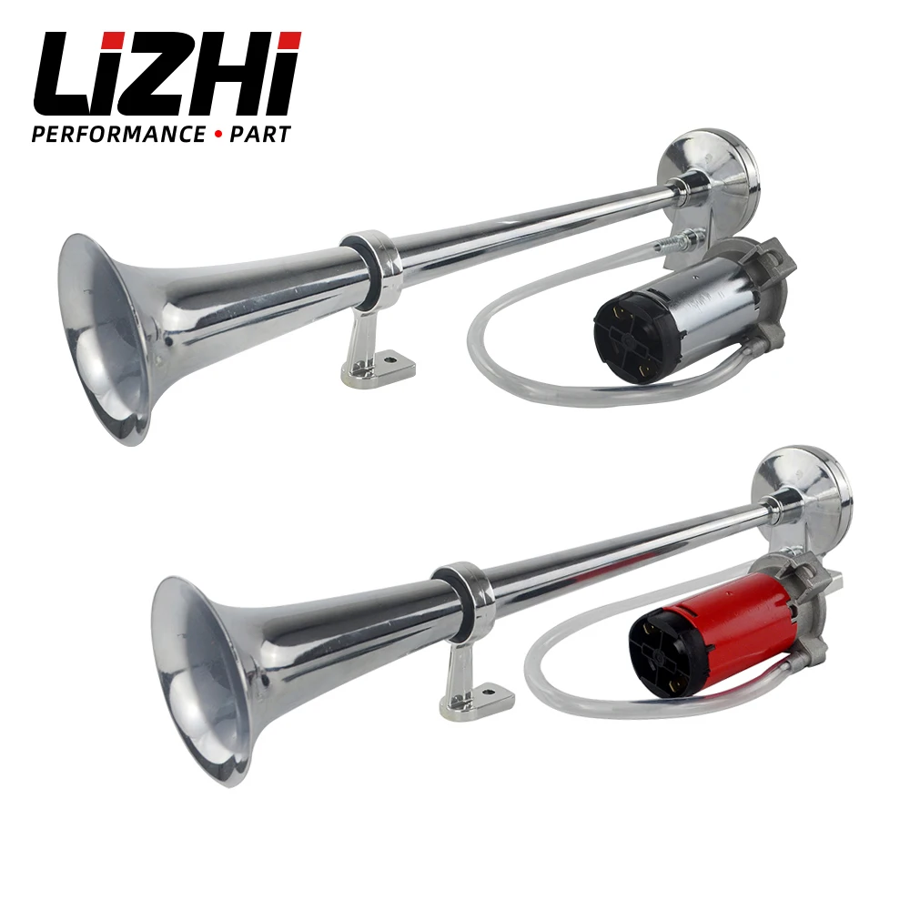 12V Car Air Horn 150DB Super Loud Universal Horn Single Trumpet Compressor 17 Inch 180 Hertz Horn For Car Truck Boat Motorcycle