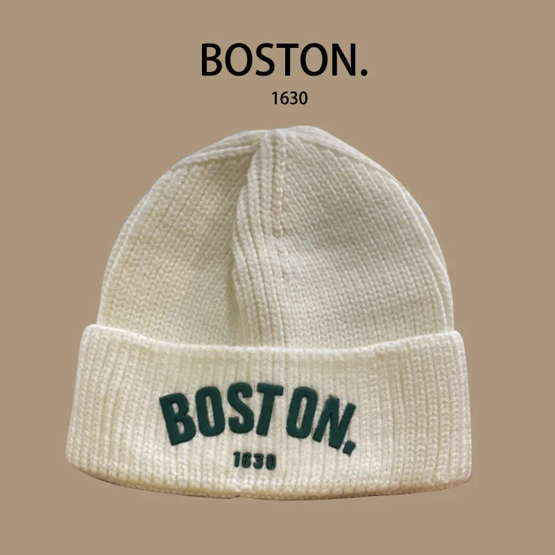 Kids/Adlut Beanies American Retro Wool Knitted Hat Pupolar Letter Boston Casual Street Boy\'s or Girl Winter Warm Cold Hats Male
