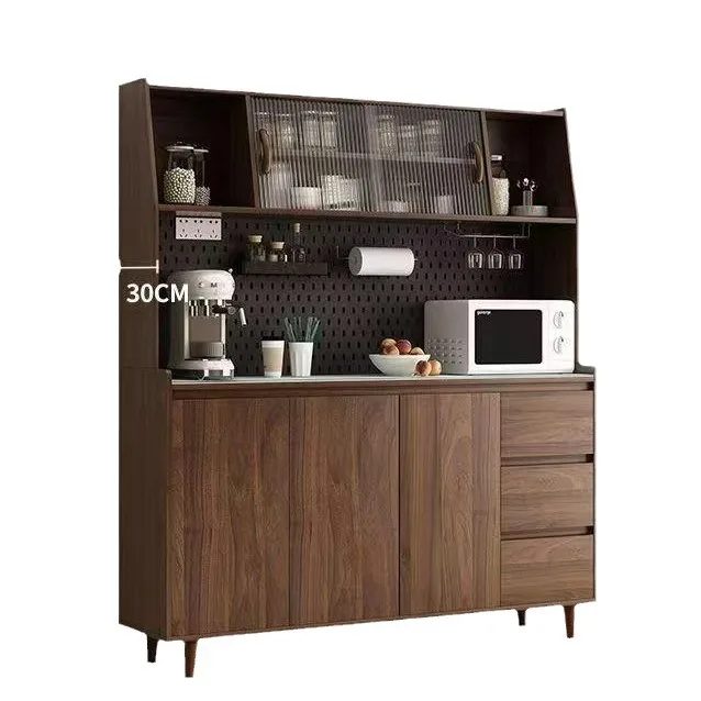 

New Chinese-style dining side cabinet integrated locker against the wall modern simple living room storage solid wood