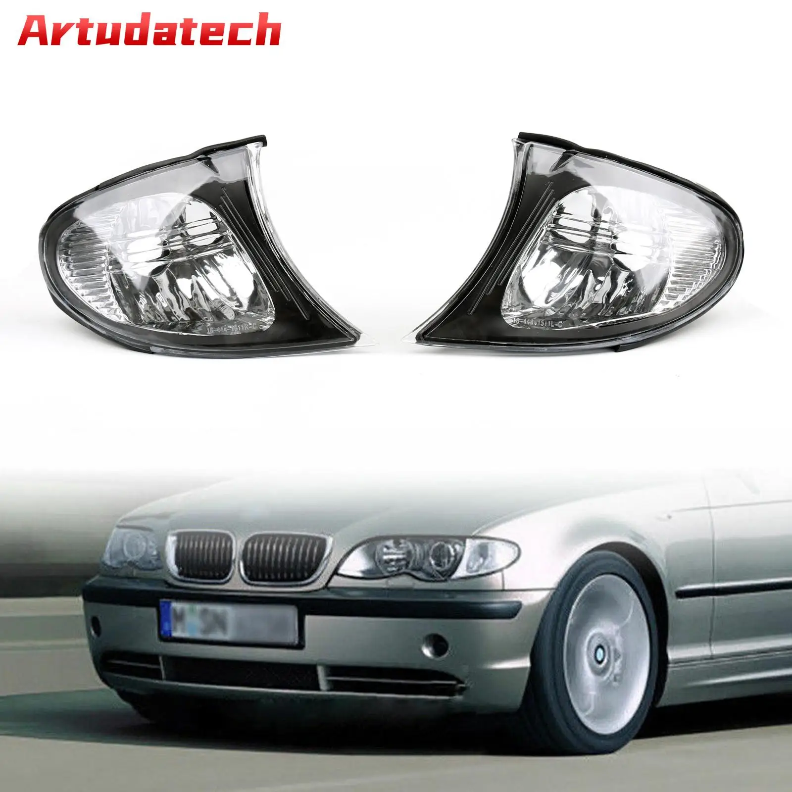 

Artudatech For BMW E46 3 Series 4Dr 2002-2005 Euro Corner Lights Crystal Clear W/Smoke Trim