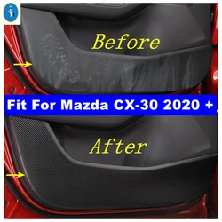 Fit For Mazda CX-30 2020 - 2024 Carbon Fiber Auto Accessories Inner Door Anti-Kick Protective Pad Sticker Protection Pu Leather