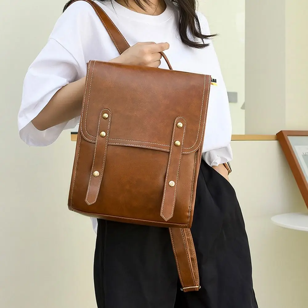 Mochila Retro de gran capacidad para mujer, bolso de hombro ligero antirrobo para mujer, bolsos de viaje Vintage de cuero PU impermeables