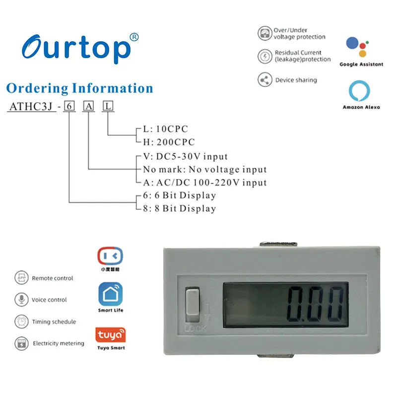 

LCD Digit Pulse Counter Digital Timer 240v Voltage Electric Hour Merter Hour Counter AC 110V-220V DC 5V-30V input