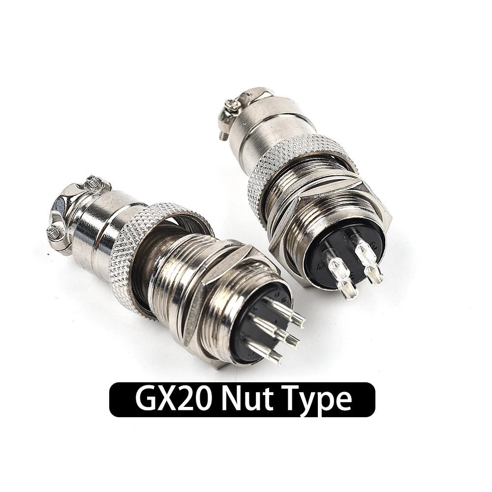 GX20 Nut Type  Male &Female Aviation Plug Socket Connector 2/3/4/5/6/7/8/9/10/12/14/15 PIN Cable Joint  Aviation Plug Connector