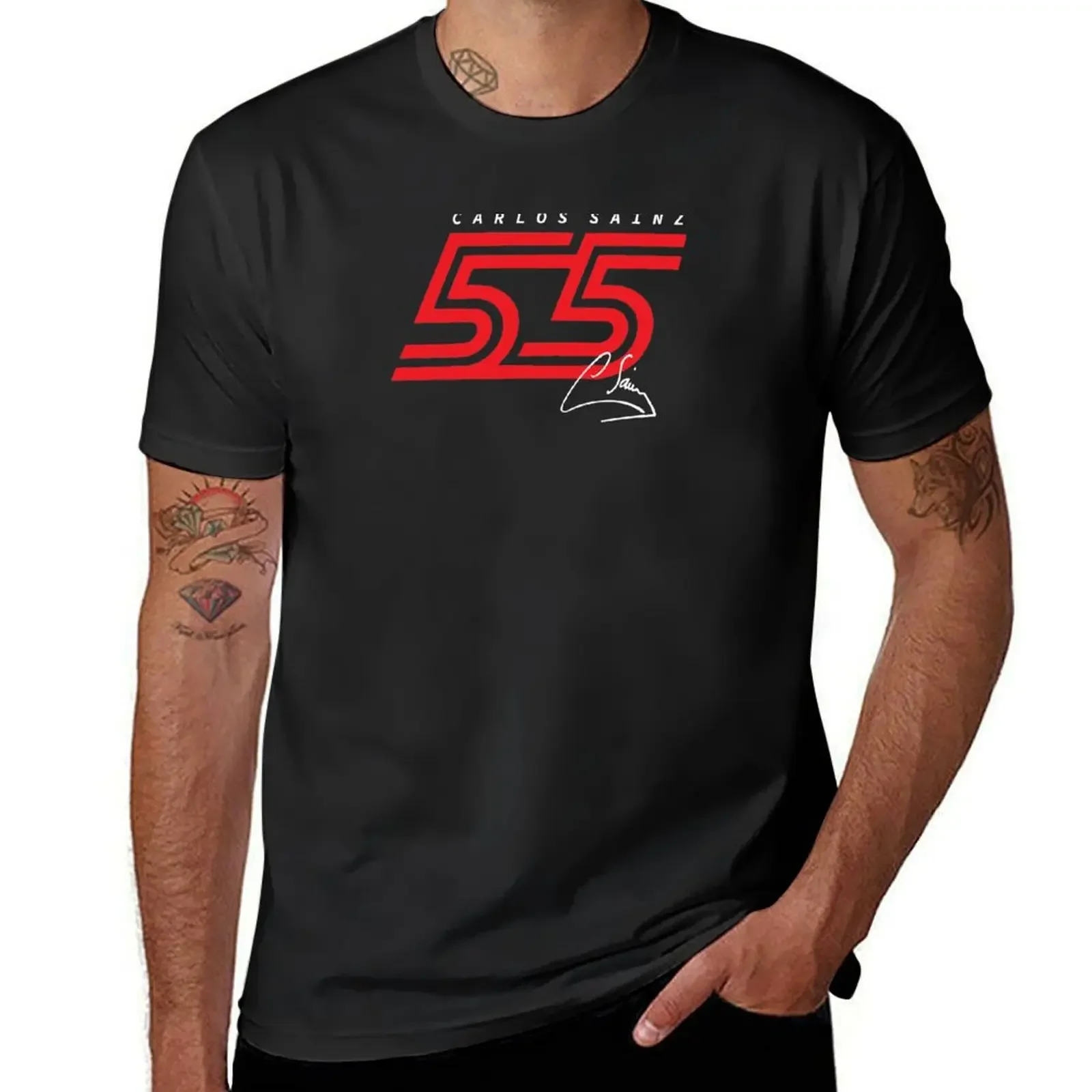 vintage clothes plain blacks t shirt men Carlos Sainz 55 T-Shirt harajuku graphic t shirts streetwear men clothing