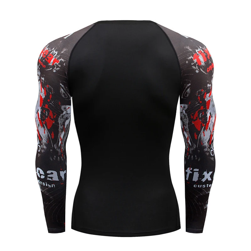 Men's Rashguard Long Sleeve MMA T-shirt Muay Thai T-shirts Gi BJJ Jiu Jitsu Compression Shirt Fitness Gym Boxing Jerseys