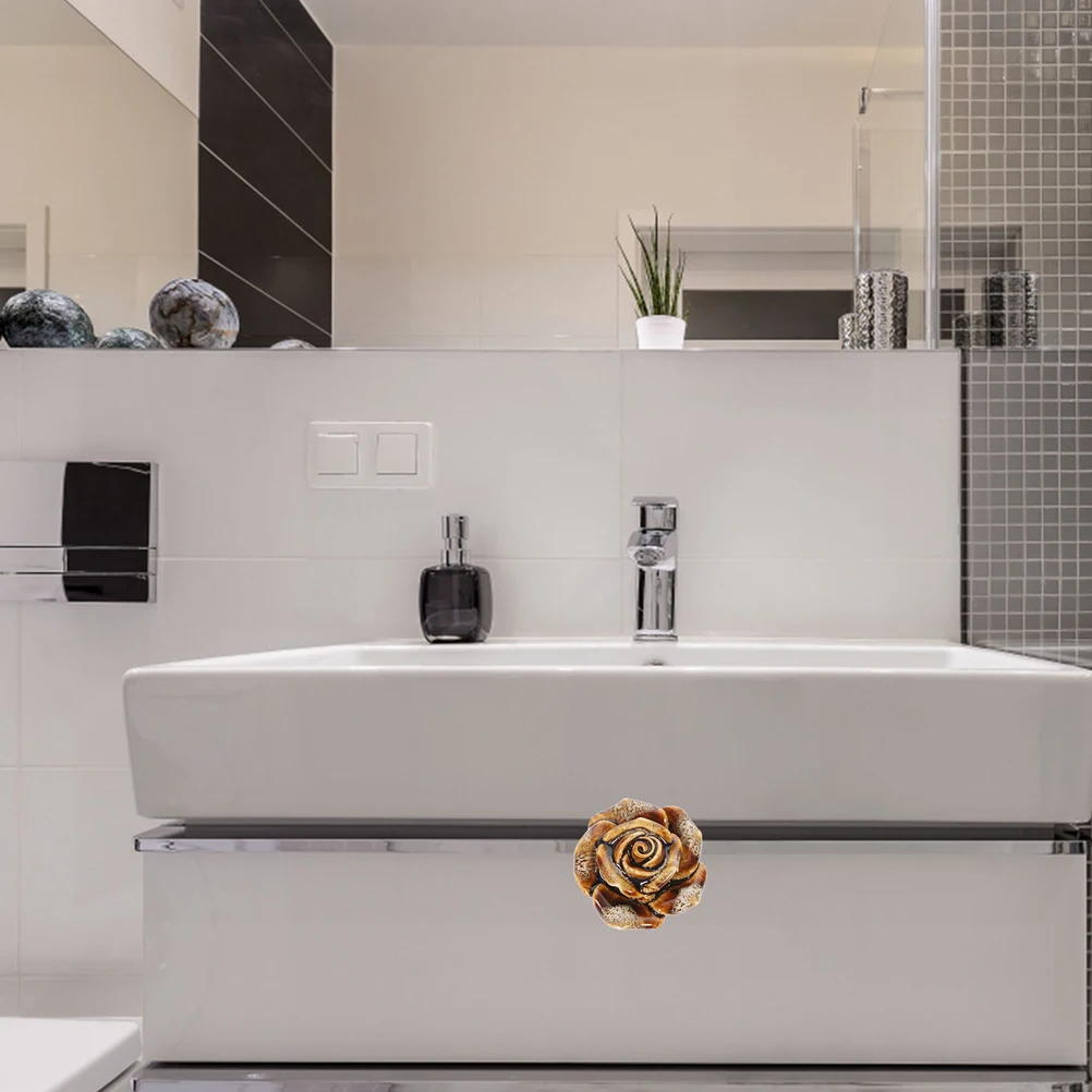 

4 Pcs Retro Cabinet Handle Floral Knobs Dressing Table Drawer Handles Zinc Alloy Pull