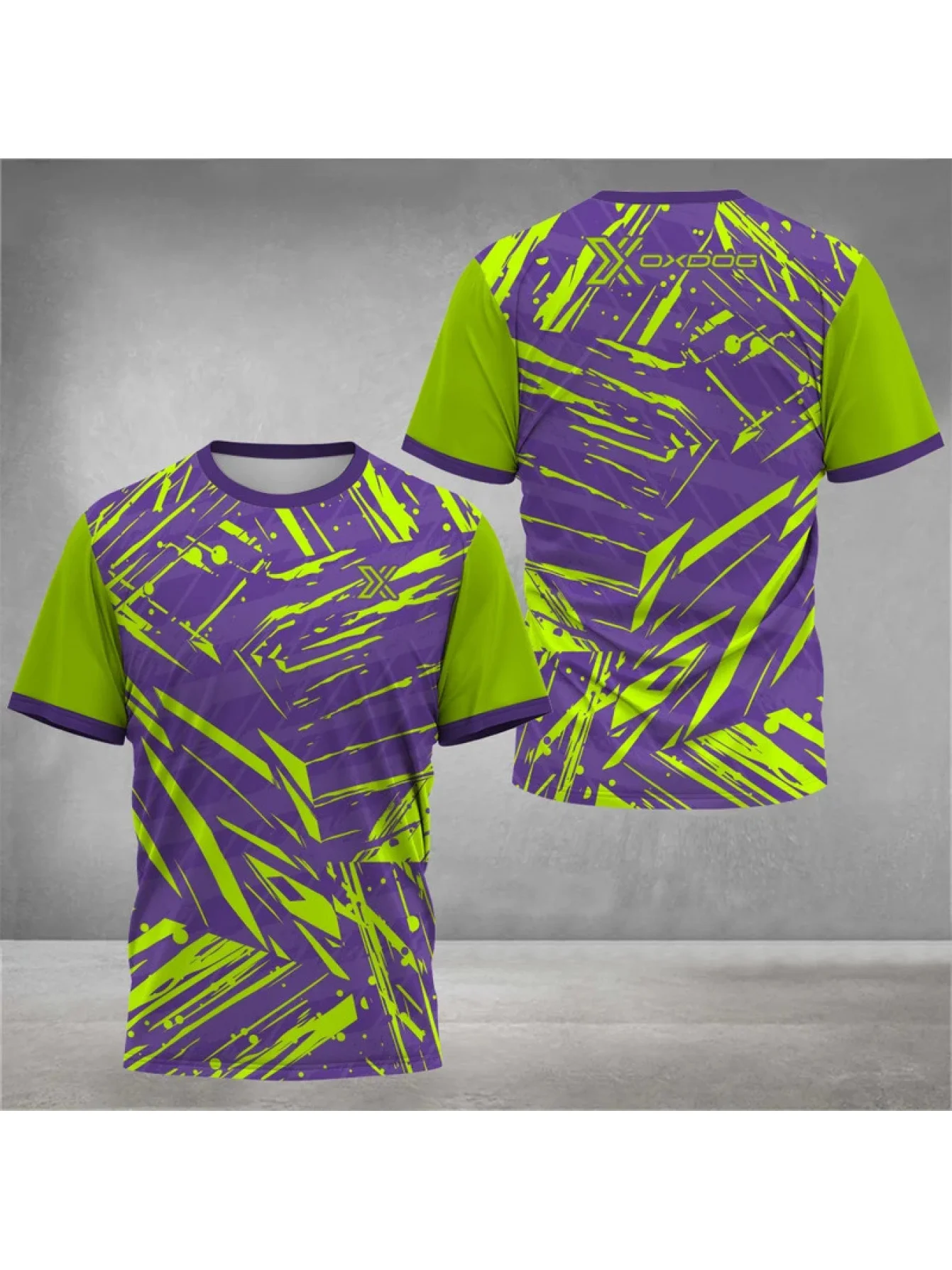 Men Sports Raglan Short Sleeve T-shirt High Elastic Quick Dry Abstract Cross Grid Print Breathable Training Top