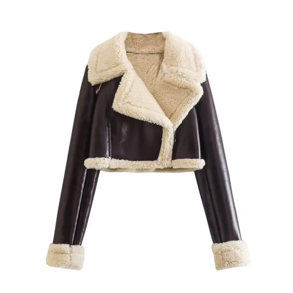 

Spring Fall New Women's Short Lapel PU Jacket Wholesale Export Fashion Top F69090Q