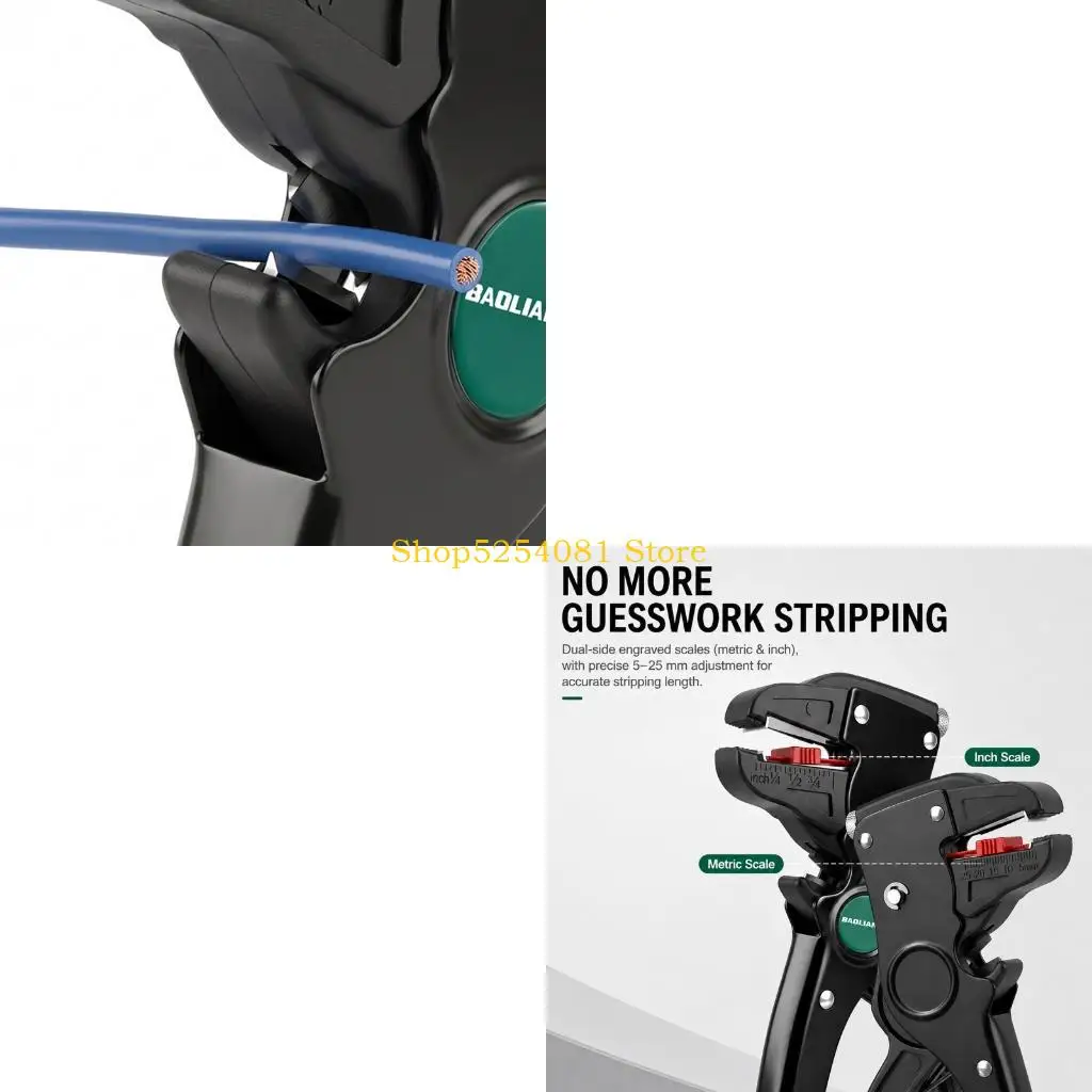 AXYC Wire Cutting and Stripping Pliers with Steel Cutter Blade, Adjustable Stripping Controls, Two Squeeze Grips, Central Joint,
