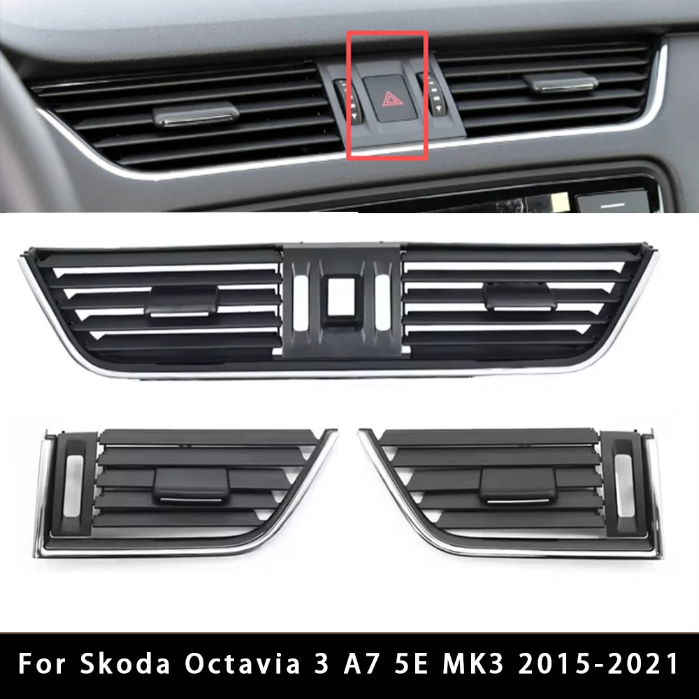 

Для Skoda Octavia 3 A7 5E MK3 2015-2021 Автомобильная левая и правая средняя вентиляционная решетка центральной вентиляционной решетки переменного тока, крышка панели 5E0820951C 5E0820951D