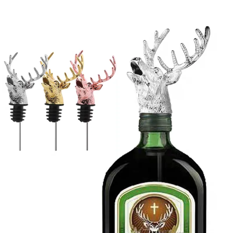 

Wine Bottle Pourer Stopper Stainless Steel Deer Stag Head Dragon Head Unique Wine Aerators Bar Tools Barware