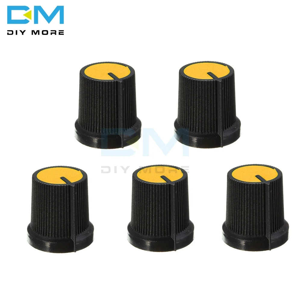 5PCS Black Knob Blue White Yellow Red Orange 5 Colors Face Plastic for Rotary Taper WH148 Potentiometer Knob Hole 6mm New Cap