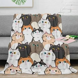 Cute Cartoon Cats Flannel Blanket Warm Soft Sofa Blanket Winter Sheet Bedspread Camping Travel Blanket