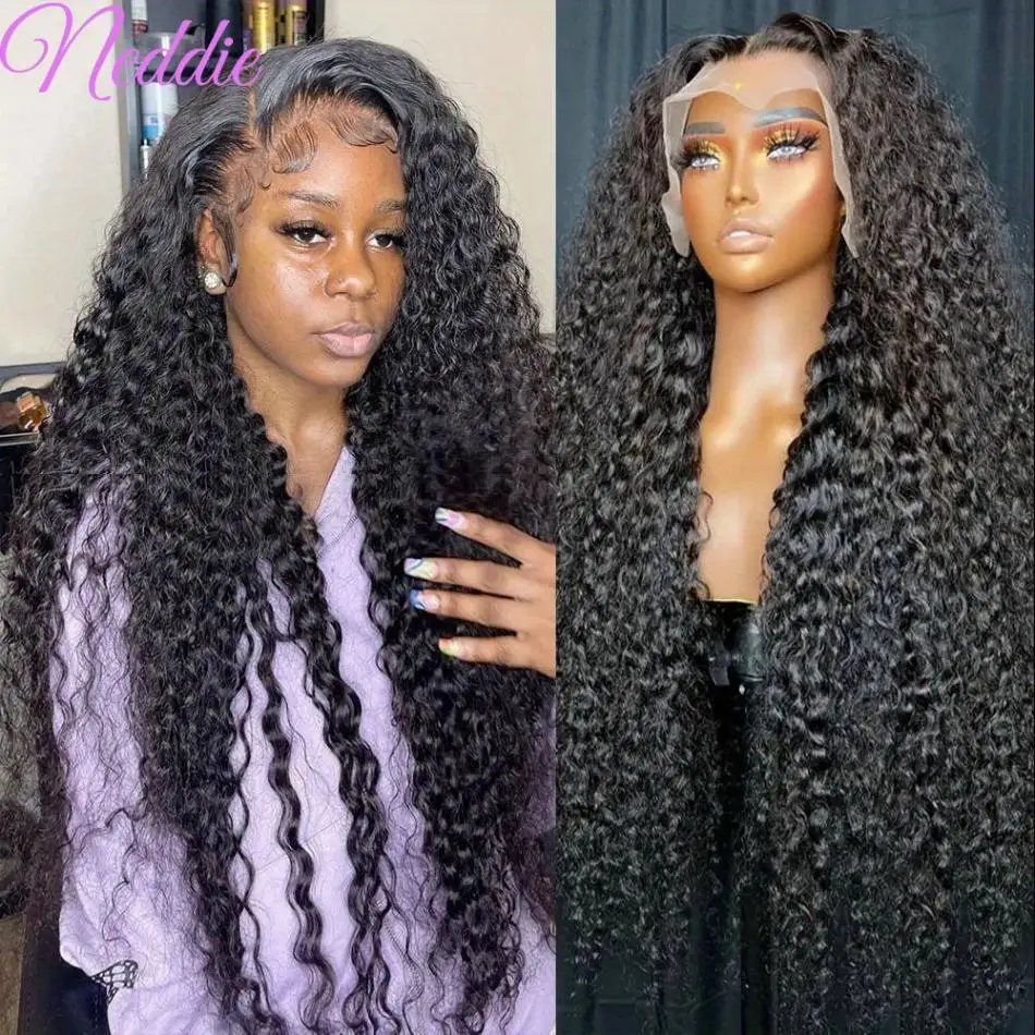 Lace Frontal wig 13x6 HD Transparent Curly Wigs Human Hair 100% Natural 30 Inch Deep Wave Brazilian Wig For Women Lace Front Wig