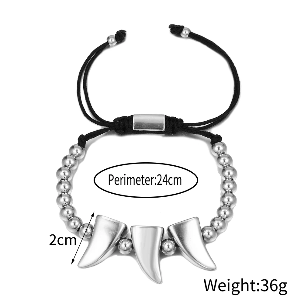 316L Stainless Steel Horns Pendant Bracelet For Men 2022 Trendy Party Fsahion Jewelry Gifts Charm Adjustable Indian Bracelet