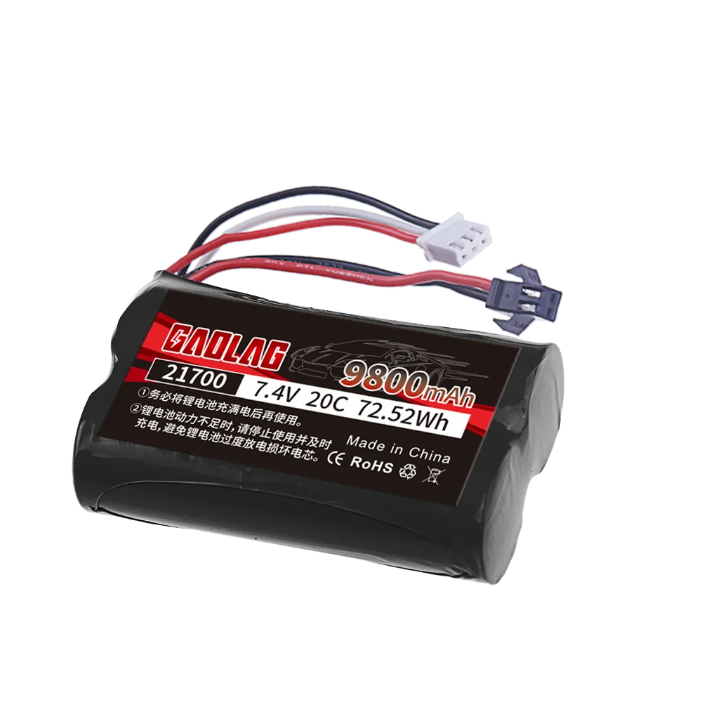 7.4V 9800mAh Lithium Battery 21700 Rechargeable Battery SM Plug For MN99S D90 U12A S033g Q1 RC Off-road Vehicle High-speed Car