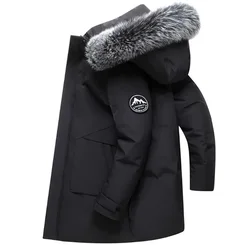 Chaqueta de plumón para hombre, abrigos largos a prueba de viento, chaqueta con capucha de plumón de pato blanco cálido, Parka para hombre, abrigo de invierno, chaqueta acolchada, ropa para hombre