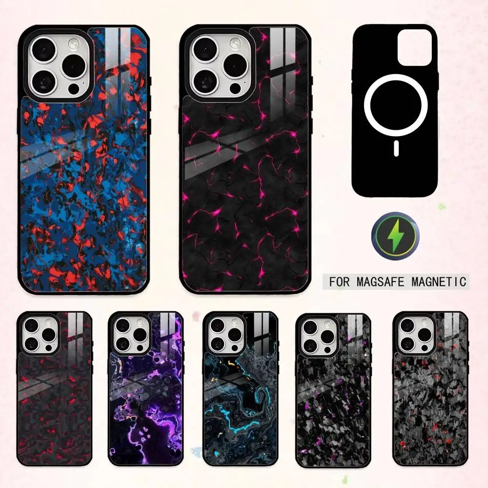 

Carbon F-Fiber Pattern Painting Phone Case For iPhone17,16,15,14,13,12,11 Plus,Pro Max Magnetic For Magsafe Wireless Charging