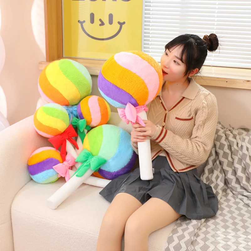 

43/58cm Simulation Kawaii Lollipop Plush Toy Cute Creative Colorful Lollipop Plushies Throw Pillow Anime Game Cartoon Soft Toys