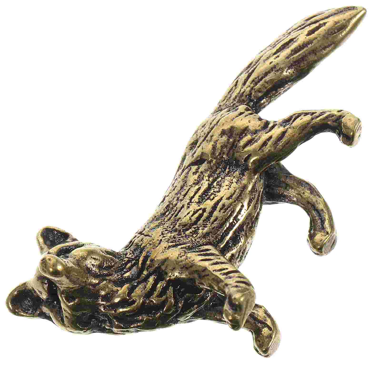 House Decorations for Home Brass Fox Ornament Animal Figurine Jewelry Mother