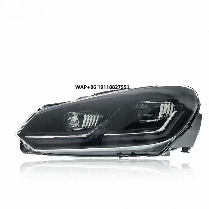 

VW Golf 6 MK6 2008-2013 LED Headlight with Silver Trim Strip Plug and Play Auto Lamp New Condition Headlights