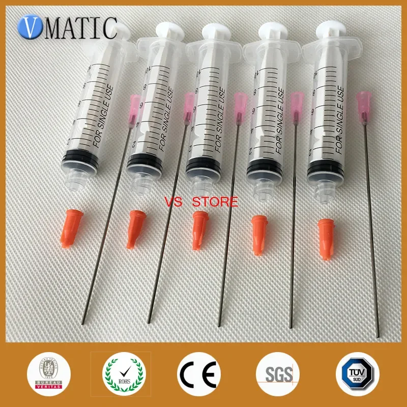 Free Shipping Non Sterilized 5Pcs 10cm 100mm Tubing Length 18G Blunt Needle Tip With 10cc Plastic Syringe And Syringe Needle Tip