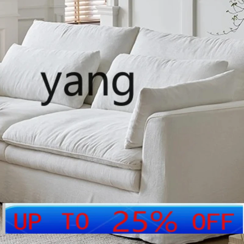 

LH fabric wabi-sabi wind cotton and linen sofa modern three-person straight row removable