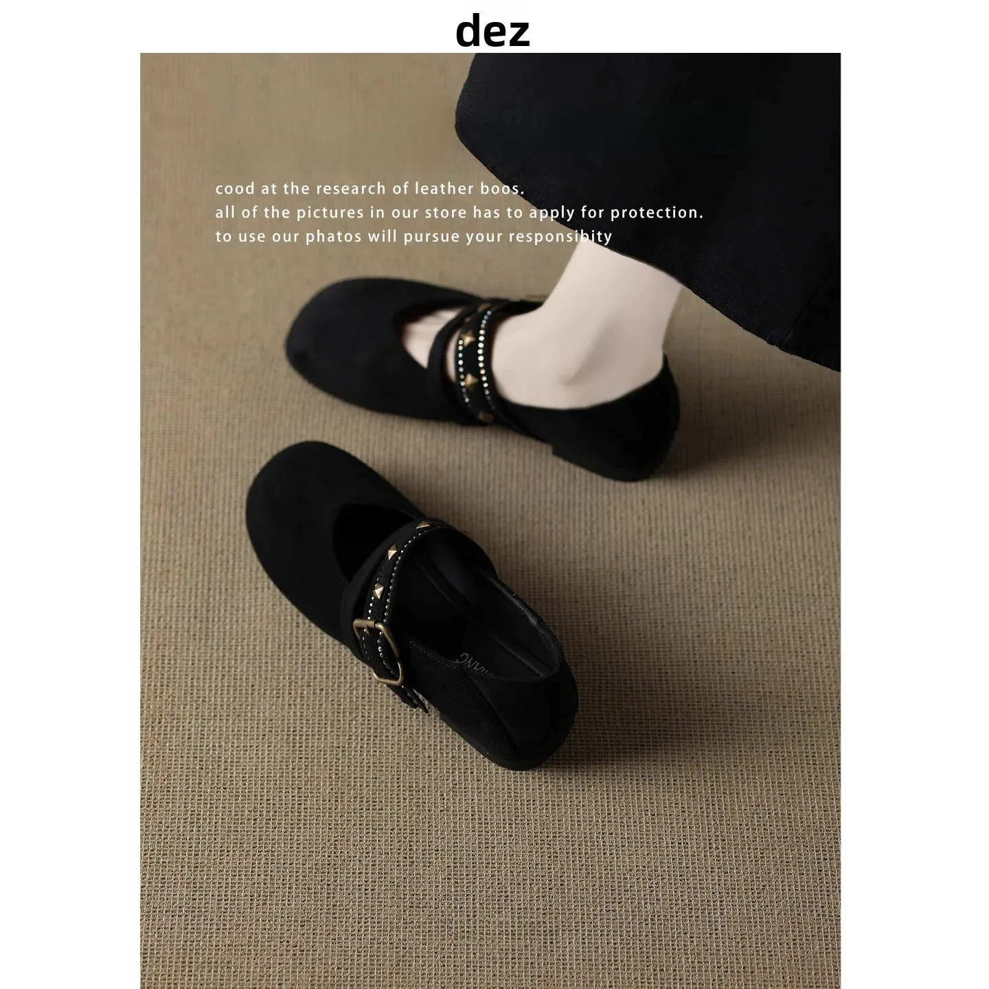 2026-mary-jane-bean-shoes-women's-rivet-inner-heightening-flat-shoes-versatile-chunky-heel-fashionable-round-toe-glue-adhesiv