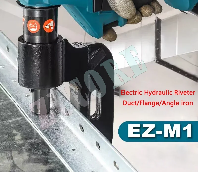 Máquina remachadora de conductos de aire hidráulicos eléctricos, brida eléctrica portátil con batería de litio/remachadora de hierro angular, máquina remachadora recargable EZ-M1