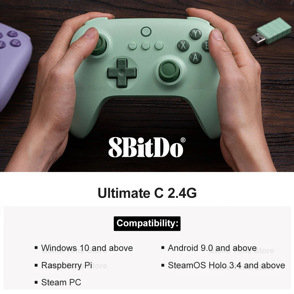 8bitdo Ultimate C bezprzewodowa kontroler gier 2.4G dla PC, Windows 10, 11, Steam PC, Raspberry Pi, Android