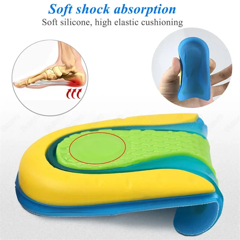 Silicone Gel Insoles for Heel Spur Plantar Fasciitis Pain Relieve Half Shoes Pads Foot  Care Massager Shock Absorption Inserts