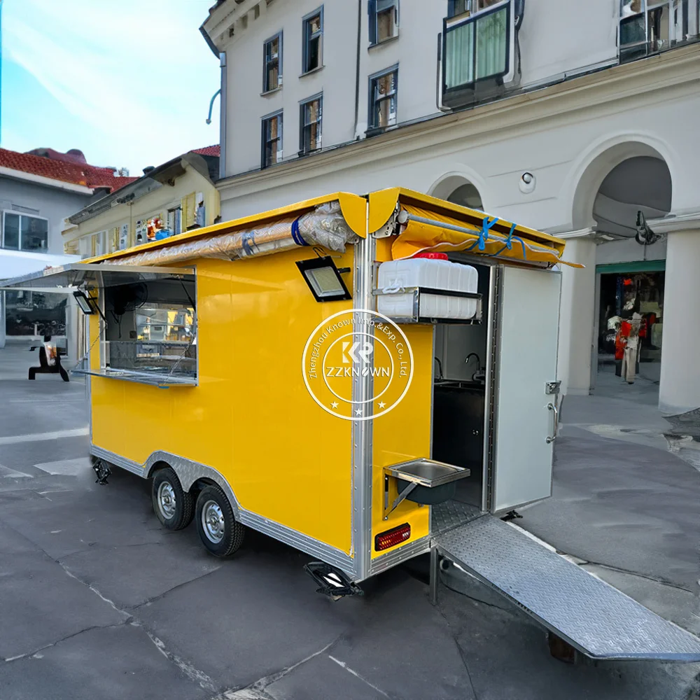 Camion de restauration rapide Snack, remorque de restauration rapide de rue, équipements de cuisine complets personnalisés, chariot à café mobile