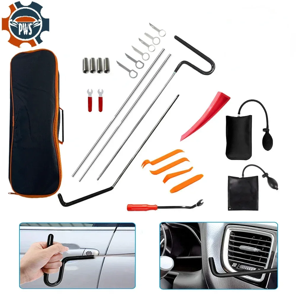 New Car Tool Kit Door Open Grabber Lockout Lock Pick Set Long Range Reach Hooking Key Lost In Truck Air Wedge Bag Pump Auto Tool