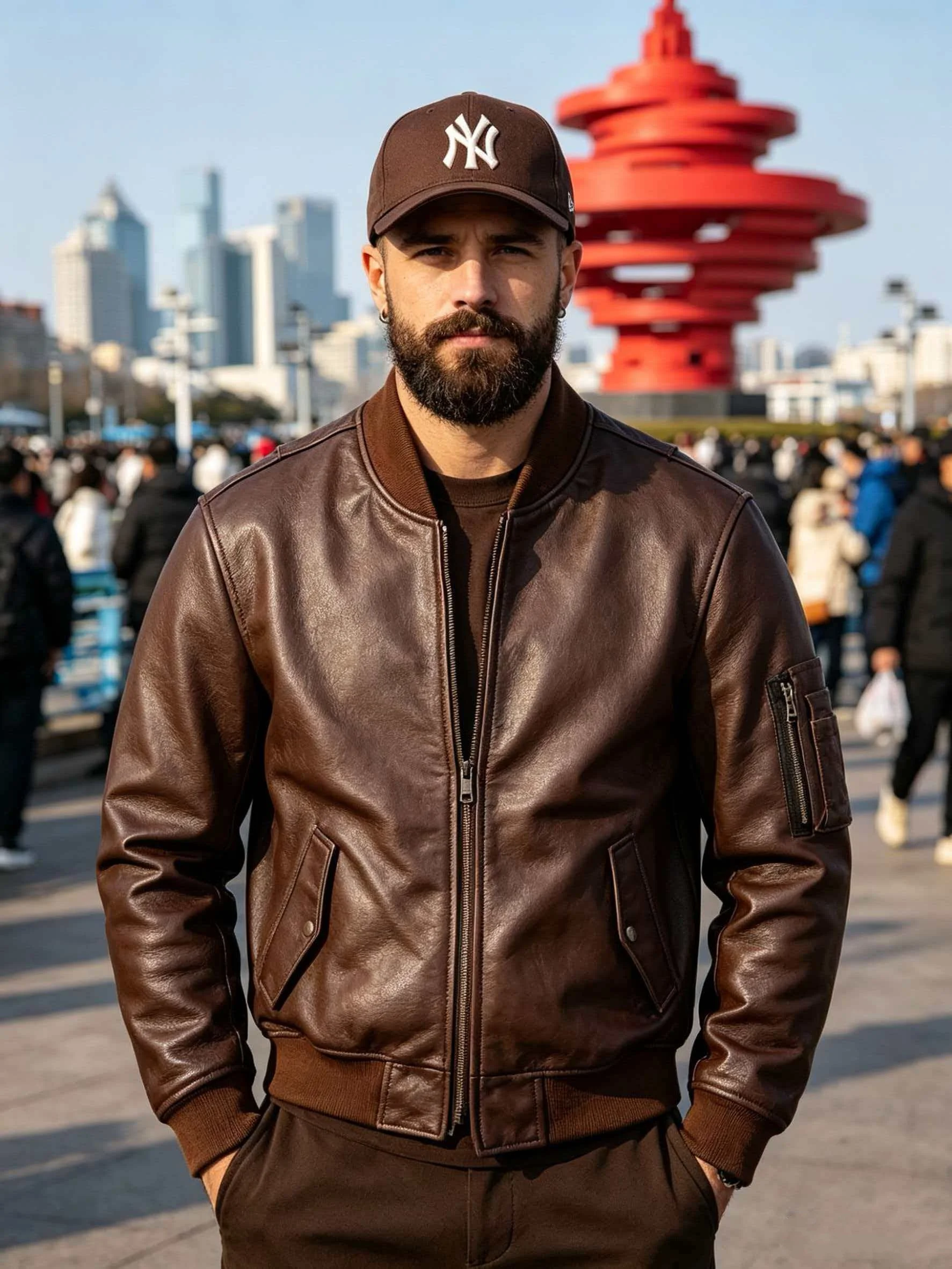 Red Brown Autumn Leather Jacket Men Military Style Plus Size 6XL Genuine Natural Cowhide Slim Fit MA1 Flight Coat
