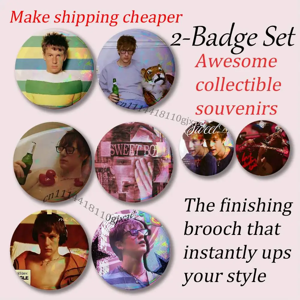 M-Malcolm Todd Sweet Boy Brooches for Backpack Accessories 25,32,44,58,75mm Round Enamel Pins 2-piece set Cartoon Anime Badge