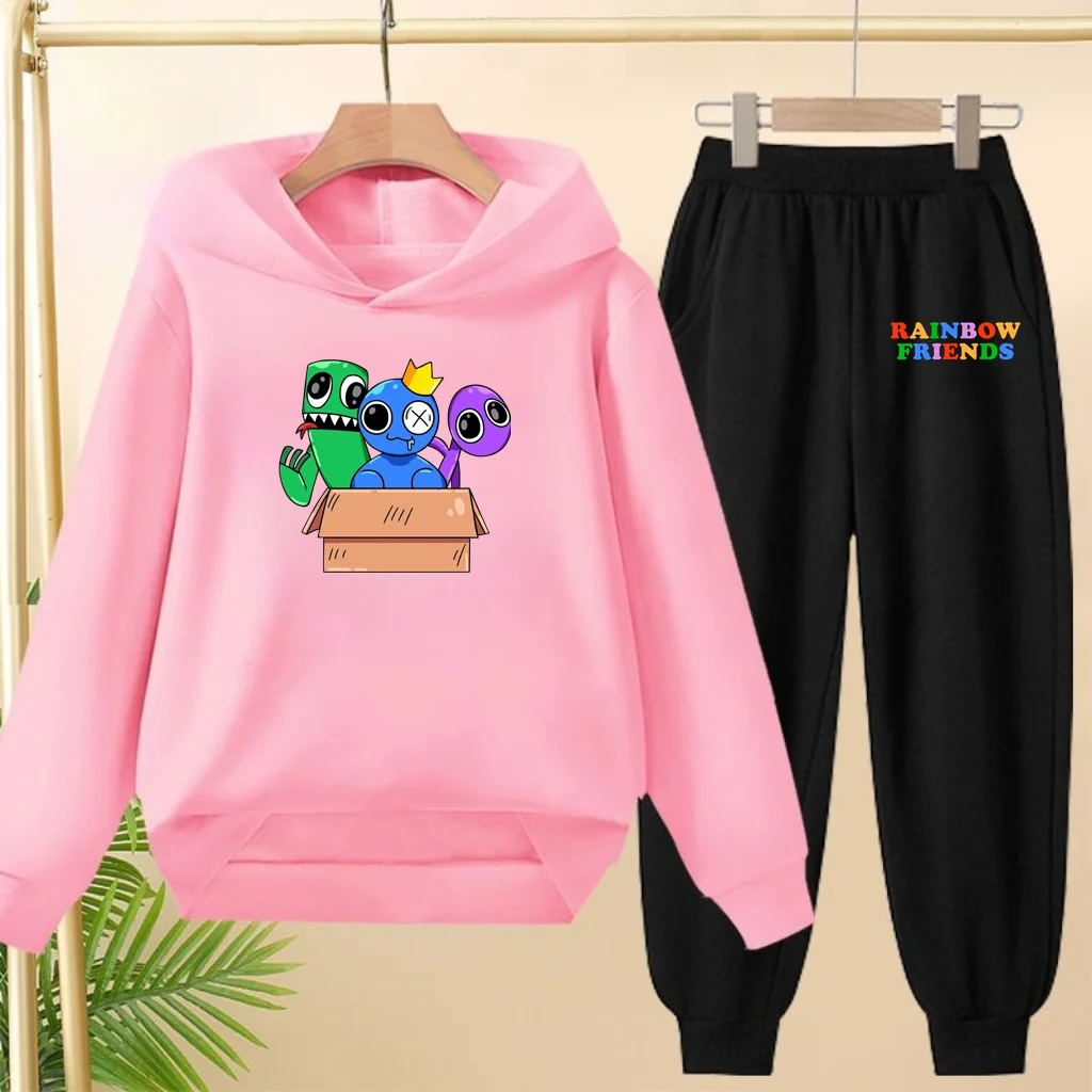 3-12 سن لعبة الكرتون طباعة الأطفال ملابس خارجية الخريف الشتاء 2 قطعة صبي فتاة الترفيه هوديي بنطلون البلوز مقنعين ملابس رياضية