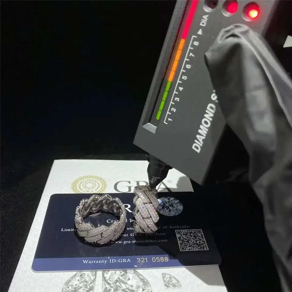 Wholesale 925 Silver Plated Platinum Diamond Cuban Chain Ring for Men and Women 2023 New Simple Star.
