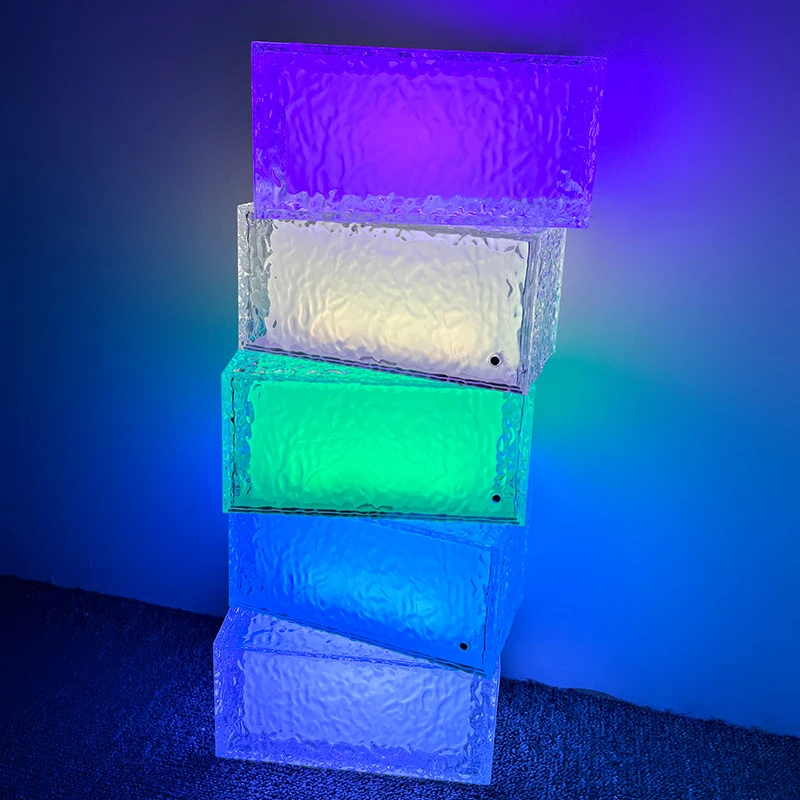 Luz nocturna de bloque de hielo creativa para dormitorio, mesa de carga USB, restaurante, Bar, decoración romántica, luz LED de ambiente