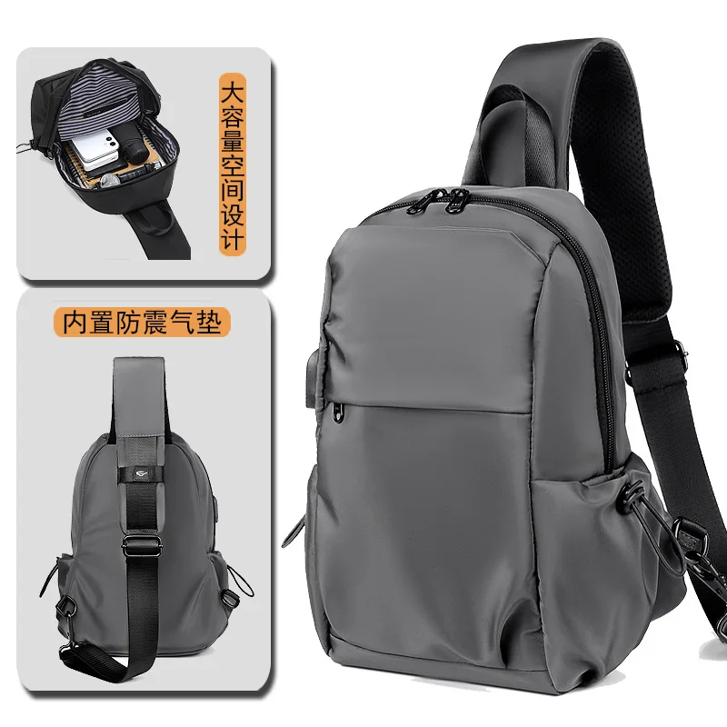 Men Portable Multifunctional Crossbody bag Solid Color New Messenger Bag Versatile Trendy Large Capacity Diagonal Backpack bolso