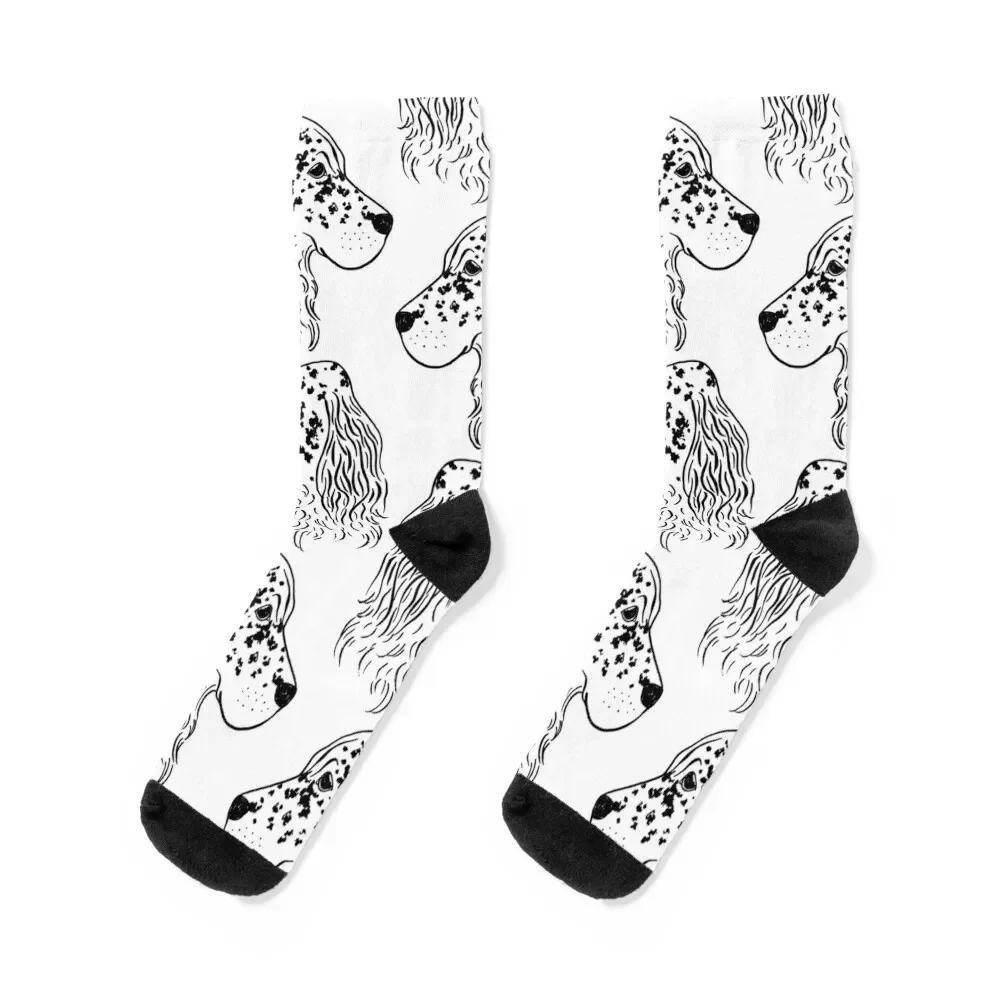 English Setter (Black and White) Socks short happy custom sports retro Men's Socks Women's