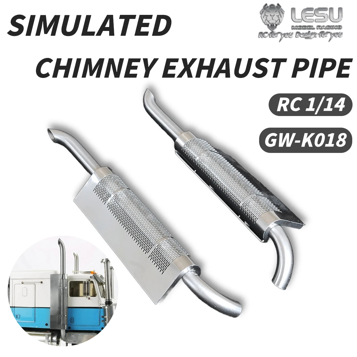 lesu-simule-cheminee-tuyau-d'echappement-gw-k018-style-camion-americain-pour-1-14-tamiya-rc-tracteur-camion-roi-bricolage-mise-a-niveau-accessoire
